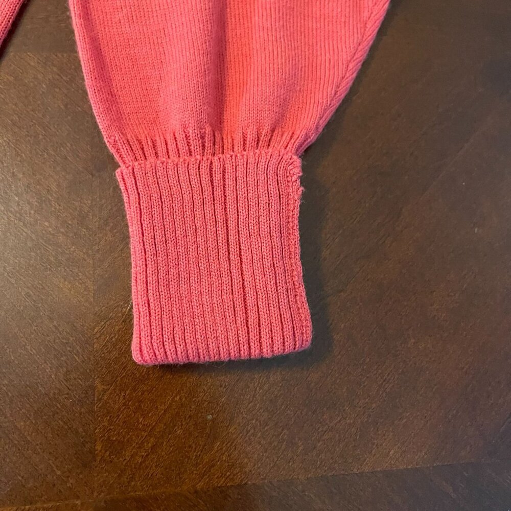 Vintage Coral Pink Turtleneck Sweater Small Outlander Wool Ribbed Hem‎ & Cuffs - Picture 5 of 8
